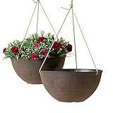 LA JOLIE MUSE Large Hanging Planters - 13 Inch Flower Pots Outdoor Indoor, Hanging Garden Planters Set of 2, New Iron Color