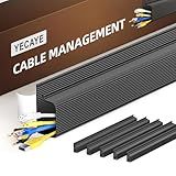 YECAYE 6 Pack Cable Management, Cord Organizer, Cable Organizer, Adhesive Mount Cord Organizer for Desk, No-Drill Desk Wire Management for Home Office, Baby proofing, Black