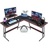 Homall L Shaped Gaming Desk Computer Corner Desk PC Gaming Desk Table with Large Monitor Riser Stand for Home Office Sturdy Writing Workstation (Black, 51 Inch)