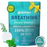 SEONNIX Shower Steamers Aromatherapy 15 Pack, Menthol & Eucalyptus Shower Bombs with Natural Essential Oils, Quick Relief Nasal Congestion, Relaxation & Self Care Gifts for Women & Men