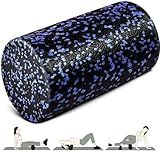 Yes4All High-Density Round Back Roller Foam, Exercise Foam Roller for Yoga, Pilates & Stretching - Blue Speckled - 12 Inches