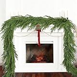 Gomat Norfolk Pine Garland Christmas Decoration Clearance- 6ft Realistic Norfolk Pine Leaves, Artificial Greenery Garlands for Holiday Mantle Fireplace Stairs Railing Table Decor (Light Green, 6ft)