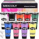 MEICOLY 9 Colors Face Body Paint Set,1.01x9oz/Box,Water Based Washable Face Paint for Adult Kid,Elphaba Green Face Paint,Safe Body Paint for Skin,Red White Blue Face Painting Kit for Halloween Makeup