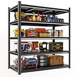 Notmise Garage Shelving, 72" H × 48" W Heavy Duty Metal Shelving - Easy to Assemble, Adjustable 5-Tier Storage Shelves, Double-Thickened Columns, 3000 lbs Capacity, for Garage, Pantry Storage, Black