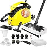 Steam Cleaner, Multipurpose Powerful Steamer with 21 Accessories, 248°F High-Temperature Steam for Floors, Grout, Tiles, Carpet, Cars - Portable 1.08L Tank, Child Lock, Chemical-Free Cleaning (Yellow)