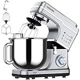 Stand Mixer, 7.5QT 10-Speed Tilt-Head Electric Low Noise Stand Mixer, 3-in-1 Kitchen Mixer with Dough Hook, Whisk, Beater and Splash-Proof Cover, Food Mixer for Daily Use