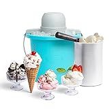 Nostalgia Electric Ice Cream Maker - Old Fashioned Soft Serve Ice Cream Machine Makes Frozen Yogurt or Gelato in Minutes - Fun Kitchen Appliance - Blue - 4 Quart