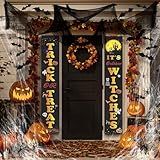 28 PCS Halloween Outdoor & Indoor Decor Set - Porch and Door Decorations Containing Banners, 3D Bats, Creepy Cloth, and More