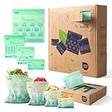 Fit Meal Prep 100% Compostable Food Storage Bags Set, Resealable Bags Plant-Based Freezer Bag for Food, ASTM D6400, US BPI & EU OK Compost Certified