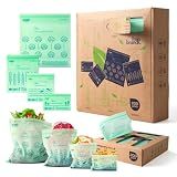 Fit Meal Prep 100% Compostable Food Storage Bags Set, Resealable Bags Plant-Based Freezer Bag for Food, ASTM D6400, US BPI & EU OK Compost Certified