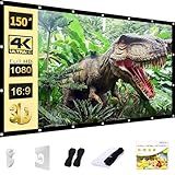 AAJK Outdoor Projection Screen 150 inch, Washable Projector Screen 16:9 Foldable Anti-Crease Portable Projector Movies Screen for Home Theater Outdoor Indoor Support Double Sided Projection