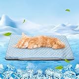 BEAUTYZOO Cooling Mat for Cats & Dogs -20" X 12" Ice Silk Cat Cooling Mat, Dual Sided Cool Pad for Crate Kennel, Indoor Kitten Cool Sleeping Bed for Summer, Arc-Chill Cool Fiber Q-MAX >0.45 Washable