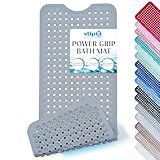 SlipX Solutions Power Grip Bathtub Safety Mat | Precision Grip Technology for Longer, Stronger, & Softer Wet Surface Protection | Solid Gray 39"x16"