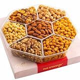 NUT CRAVINGS - Purim Mishloach Manot Mixed Nuts Gift Basket in Red Gold Classic Box (7 Assortments, 1 LB) Ramadan Gifts Treats for Adults, Food Arrangement, Healthy Snack Care Package, Kosher