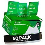 FOMIN Travel Deodorant Wipes for Women & Men - 50 Count Cucumber Aloe