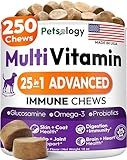 25-in-1 Dog Vitamins and Supplements - 250 Chews Dog Multivitamin Chewable with Glucosamine, Probiotics Omega 3 for Dogs Skin & Coat Hip & Joint Gut Brain Immune Support - Senior & Puppy Multivitamin