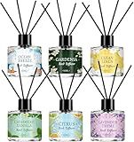 Vetuslumen 6 Pack Reed Diffuser Sets, Essential Oil Reed Diffusers for Home with 24 Sticks, Long Lasting Scent, Gift Ready Fragrance Diffuser for Bedroom, Bathroom, Office, Home Decor (1.69oz Each)