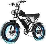 Ridstar Electric Bike for Adults, 1000/2000W, 25/30/37MPH,48V-52V, 20AH,40AH Battery, Max 50-180 Miles Electric Motorcycle, 20" Fat Tire Dirt Bike, Shamano 7-Speed E-Bike