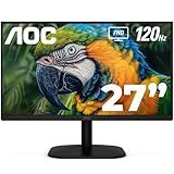 AOC 27B35H3 27" Casual Gaming Monitor, IPS Panel, Full HD (1920 x 1080) 120Hz, 1ms, Adaptive Sync, VGA & HDMI, Flicker-Free, Low Blue Light, HDR Ready, VESA, Tilt Adjust, Eco-Friendly