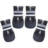 Dimicoo Breathable Mesh Dog Boots Nonslip Soft Rubber Sole Dog Shoes for Medium Large Dogs Paw Protectors for Summer Hot Pavement (Pack of 4)