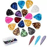 21 Packs Guitar Picks With Organizer Box Bass Picks Thin, Medium & Heavy 3 Different Thickness For Electric Acoustic Guitars Ukulele Bass, Guitar Gifts For Men Women Players