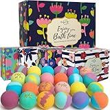 Bath Bombs for Women Gift Set - 24 Natural & Organic Bath Bombs with Essential Oils & Moisturizing Shea Butter, Spa Selfcare Gift, Stocking Stuffers, Christmas Gifts for Her, Women, Kids, Teen Girls