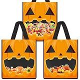 CCINEE 3 PCS Halloween Large Tote See-through Bags, Halloween Goody Candy Bags for Trick or Treating, Grocery Shopping Gifts Tote, Party Favor Supplies