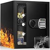 ToruKeep 2.5 Cuft Safe Box, Home Safes with Fireproof Waterproof Bag, Anti-Theft Safety Box with Digital Keypad, Smart Alert System, Spare Keys, Removable Shelf, LED Light, Personal Document Safe