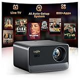 Projector with WiFi and Bluetooth: [1800 ANSI/Ai Auto Focus/800+ Apps/Compatible with Netflix] Outdoor-Projector 4K Support 1080P Smart Live TV Movie Lisowod L03Pro Projector for Home Theater