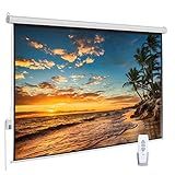 ZUEDA 100 Inch Motorized Projector Screen - 16:9 HD Electric Movie Screen with Remote Control, Wall/Ceiling Mounted for Home Theater, Office, Wrinkle-Free Projection Screen for Indoor Use (White)