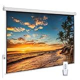 100 Inch Motorized Projector Screen with RF Remote, 16:9 HD, Silver Case