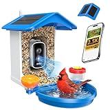 isYoung Smart Bird Feeder with Camera 2.5K QHD, AI Identify 16000+ Birds, Auto-Capture & Motion Detection, IP65 Waterproof, 5W Solar Panel, 140° Field of View, Bird Watching Gift