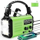 Emergency Crank Radio, NOAA Weather Radio with 74000mWh Battery Operated, Hand Crank Solar Radio Flashlight, LED Reading Light, Headphone Jack, SOS Alarm & Survival Compass for Hiking