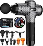 TOLOCO Massage Gun, Back Massager 10 Replacement Head for Pain Relief Deep Tissue, Percussion Massage Guns 7 Speed Level Super Quiet Electric Massager Mothers Day Gifts, Carbon