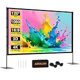 Outdoor Projector Screen with Stand - 120 inch Portable Projector Screens Indoor Outdoor Projector Screen 16:9 4K HD Outdoor Movie Screen with Carry Bag,Enioy Home Theater Projection Screen.