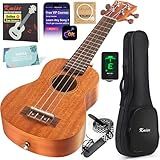 Kmise Professional Ukulele for Adult Beginner, Free Online Lesson 21 inch Soprano Mahogany Ukelele with Kids Ukele Bundle Starter Kit Gig Bag Case, Strap, Tuner, Nylon Strings, Book, Uke Gift Choice