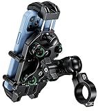 BRCOVAN Motorcycle Phone Mount Holder with Vibration Dampener & High-Speed Secure Lock, Anti-Theft Handlebar Cellphone Cradle for Bike Bicycle Scooter ATV, Adjustable Size, Fit 5.4-7.2'' Smartphone