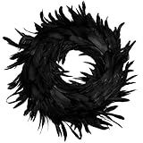 JOYIN 13.5" Black Natural Feathers Wreath for Halloween Decorations, Spooky Scene Party Favors, Halloween Photo Props, Trick of Treat, Front Door, Porch, Window, Indoor Outdoor Party Decorations