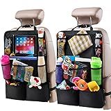 Helteko Backseat Car Organizer, Kick Mats Back Seat Protector with Touch Screen Tablet Holder, Back Seat Organizer for Kids, Travel Accessories with 9 Storage Pockets 2 Pack, Black