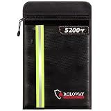 ROLOWAY Fireproof Document Bag (15.5 x 11.5 inch) with 2 Pockets and 5200℉ Aluminum Foil Layer, Fireproof Bag for Document Safe (Black)