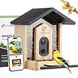 TT Nature Bird Feeder with Camera, Upgraded 1.5L Smart Birdhouse Al Identify for 10000 Plus Species, Auto Capture & Real-time Notifications, Ideal Gift for Bird Lovers (Iron Roof)