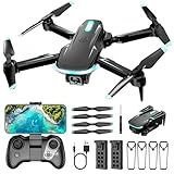 Drone with Camera 1080P HD, FPV Foldable Mini Drone for Beginners Kids Adults Boys Girls, with 2 recharging Batteries, Carrying Case, One Key Start, Stable Hover, Trajectory Flight, Toys Gifts (Black)