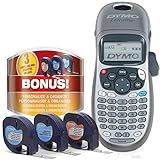 DYMO Label Maker Machine with 3 Tapes - 100H LetraTag Handheld, Includes 3 LT Label Tapes, Perfect for Home & Office Organization