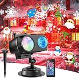 8-Pattern Christmas Projector Lights Outdoor 2-in-1, Holiday Projector Lights Outdoor 26 Effects (Projection Card +3D Ocean Wave) with Timer, Halloween Christmas Decorations Lighting for Party Decor