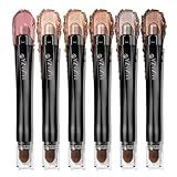LUXAZA PRO Neutral Eyeshadow Stick Makeup 6PCS Set, Brown Nude Metallic Shimmer Matte Cream Eye Shadow Palette Eyeliner Brightener Pencil Crayon, Halloween Makeup - BROWN CANYON
