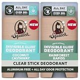 Dr. Squatch Invisible Glide Natural Men’s Deodorant – Smooth Glide, No Stains – Aluminum Free Deodorant Men – Safe for Sensitive Skin – Coconut Castaway + Rainforest Rapids, 2.65oz (2-Pack)