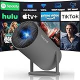 YINCODI Mini Projector with WiFi 6 and Bluetooth 5.2, Native 1080P Smart Portable Projector 4K Supported, 180° Rotation, Compatible with HDMI/USB/TV Stick/Laptop, Grey