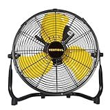 VENTISOL 12 Inch Portable Floor Fan, 3 Speed Metal Industrial Shop Fans with 180° Tilt, 1700 CFM High Velocity Heavy Duty Fan, for Bedroom, Garage, Workshop