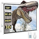 DINAH 120 Inch Electric Projector Screen with Remote, Automatic Air Indoor Drop Down, Motorized 4K 3D HD Projection for Movies