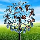 Gouisalin 360° Wind Spinners Outdoor, Wind Sculptures Windmill with Metal Stake, 63.2" Kinetic Large Metal Yard Art Decor Spinners Pinwheels for Garden Outside Patio Lawn